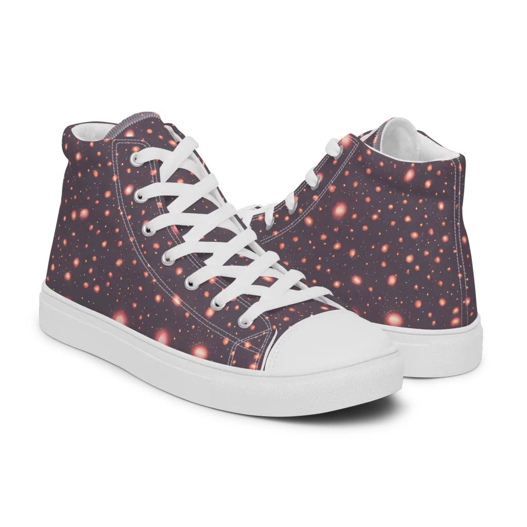 Coral Stardust on Men's High Top Canvas Shoes — Right