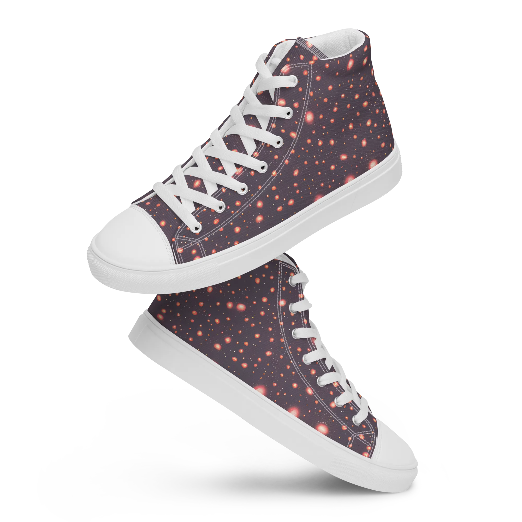 Coral Stardust on Men's High Top Canvas Shoes — Front
