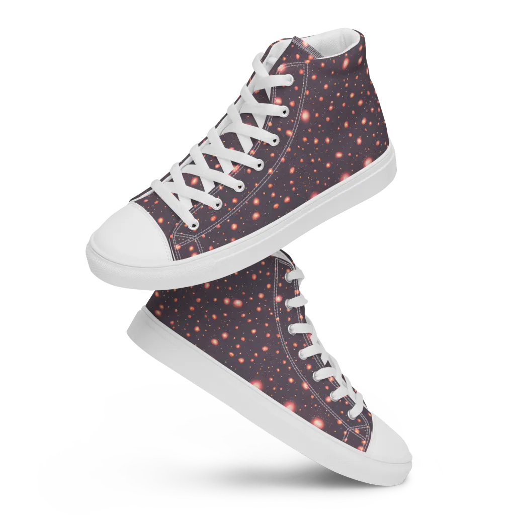 Coral Stardust on Men's High Top Canvas Shoes — Front
