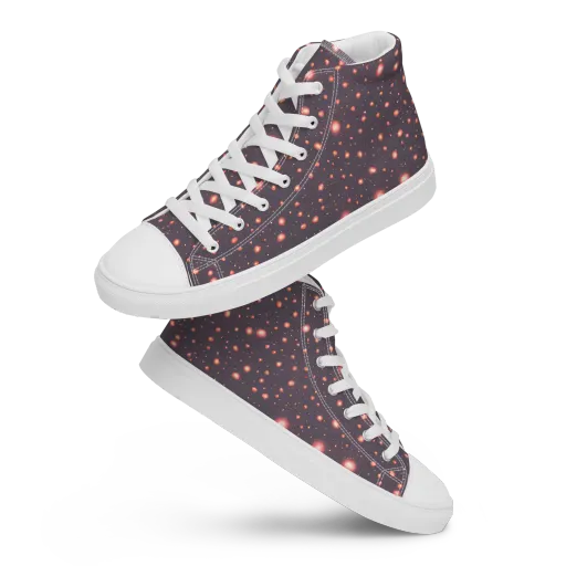 Coral Stardust on a Men's High Top Canvas Shoes