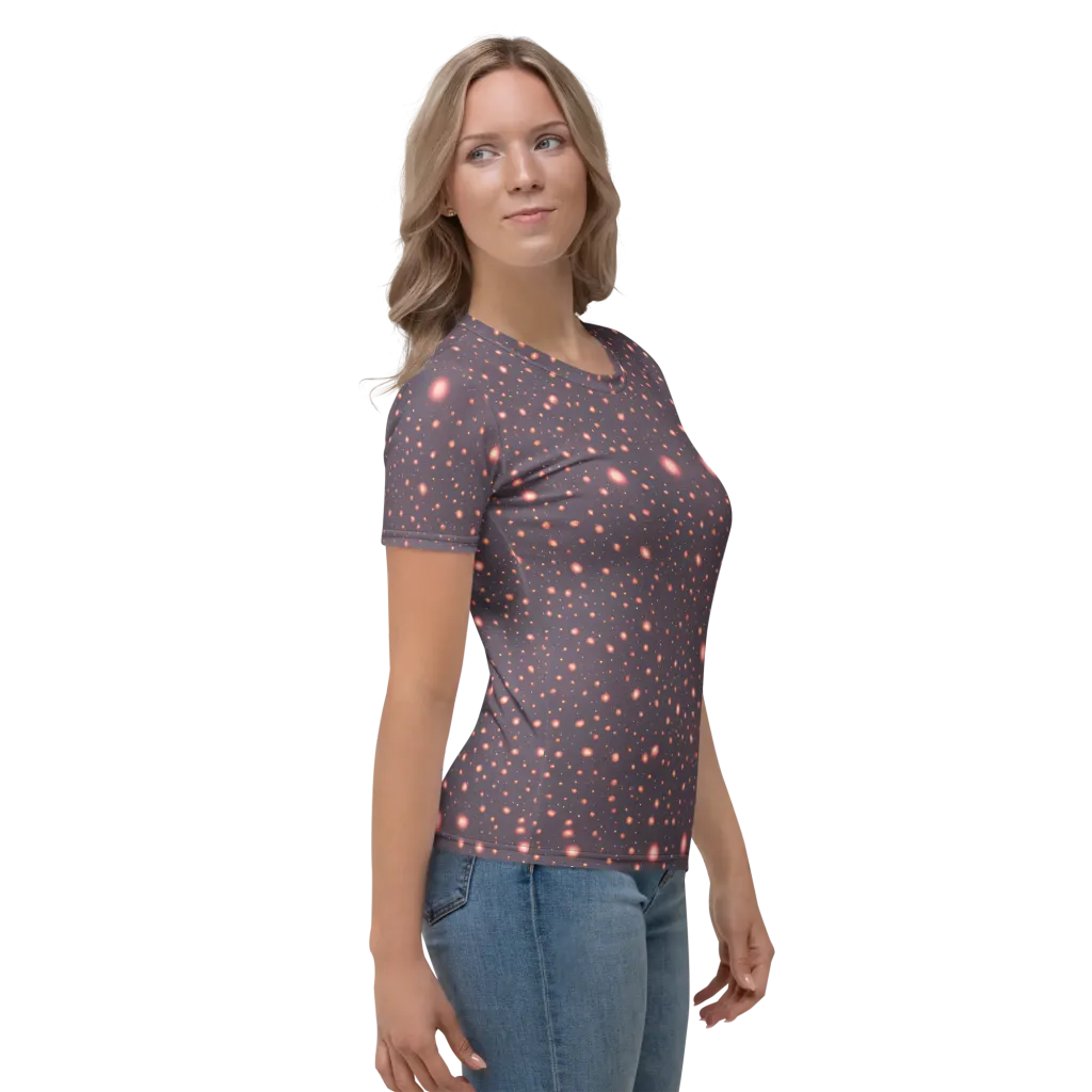 Coral Stardust on Women's Crew Neck T-Shirt — Right