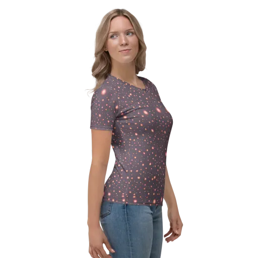 Coral Stardust on a Women's Crew Neck T-Shirt
