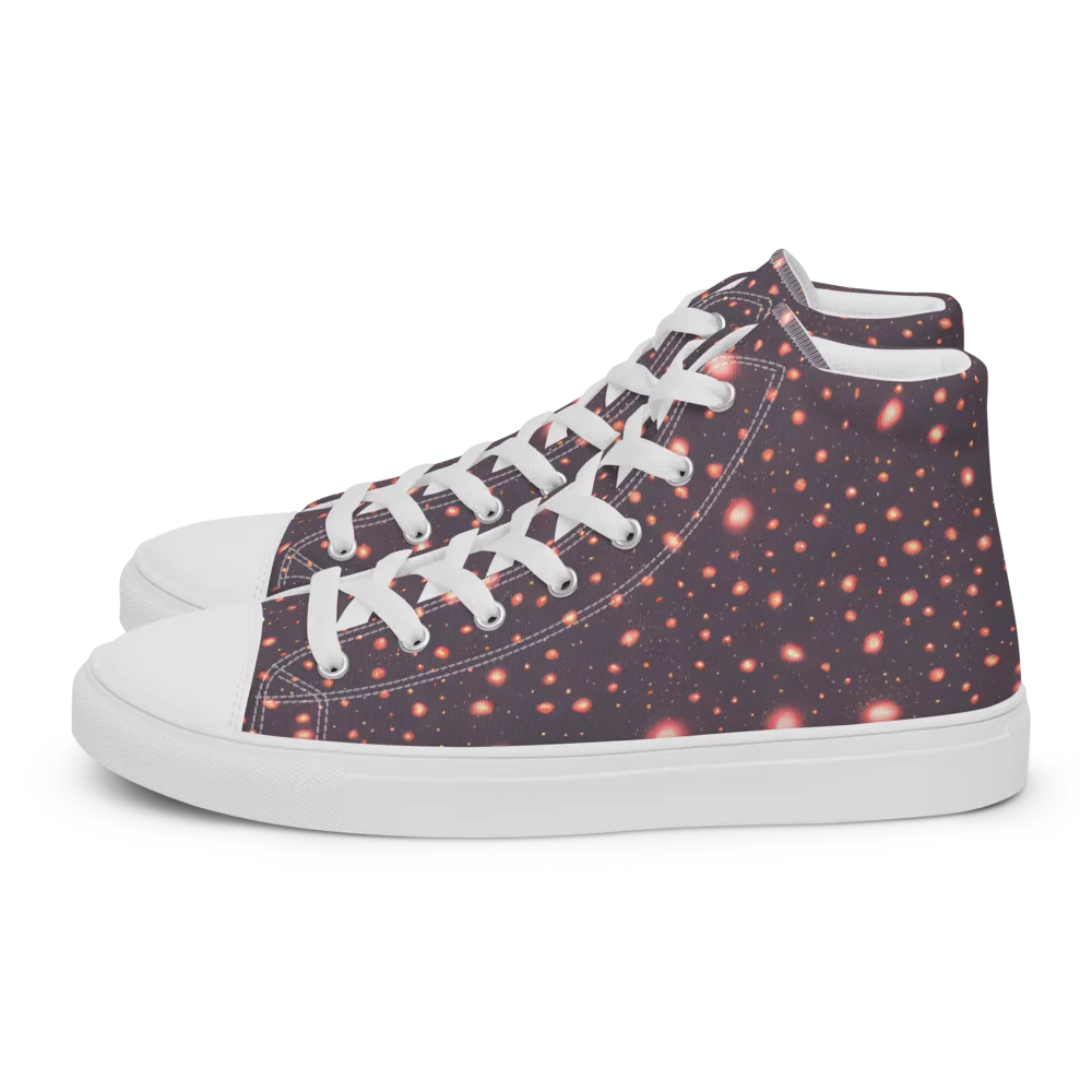 Coral Stardust on Women's High Top Canvas Shoes — Left