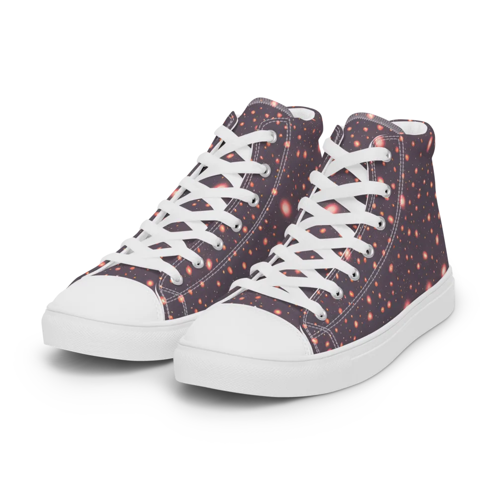 Coral Stardust on Women's High Top Canvas Shoes — Left Front