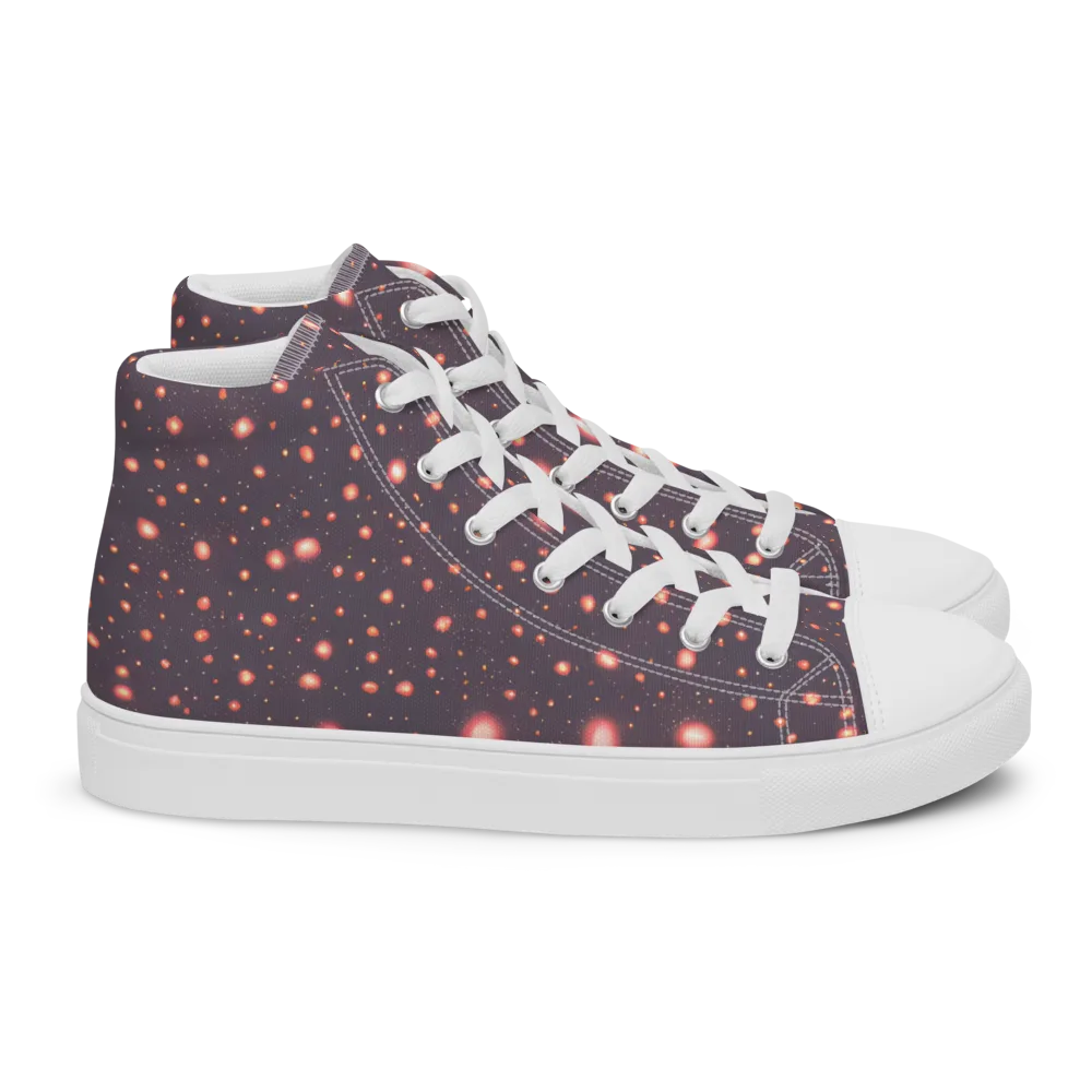 Coral Stardust on Women's High Top Canvas Shoes — Right