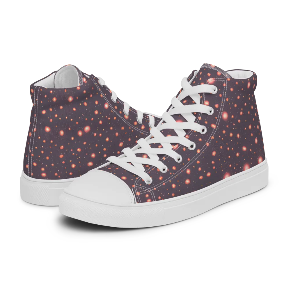 Coral Stardust on Women's High Top Canvas Shoes — Left