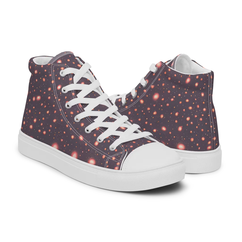 Coral Stardust on Women's High Top Canvas Shoes — Right