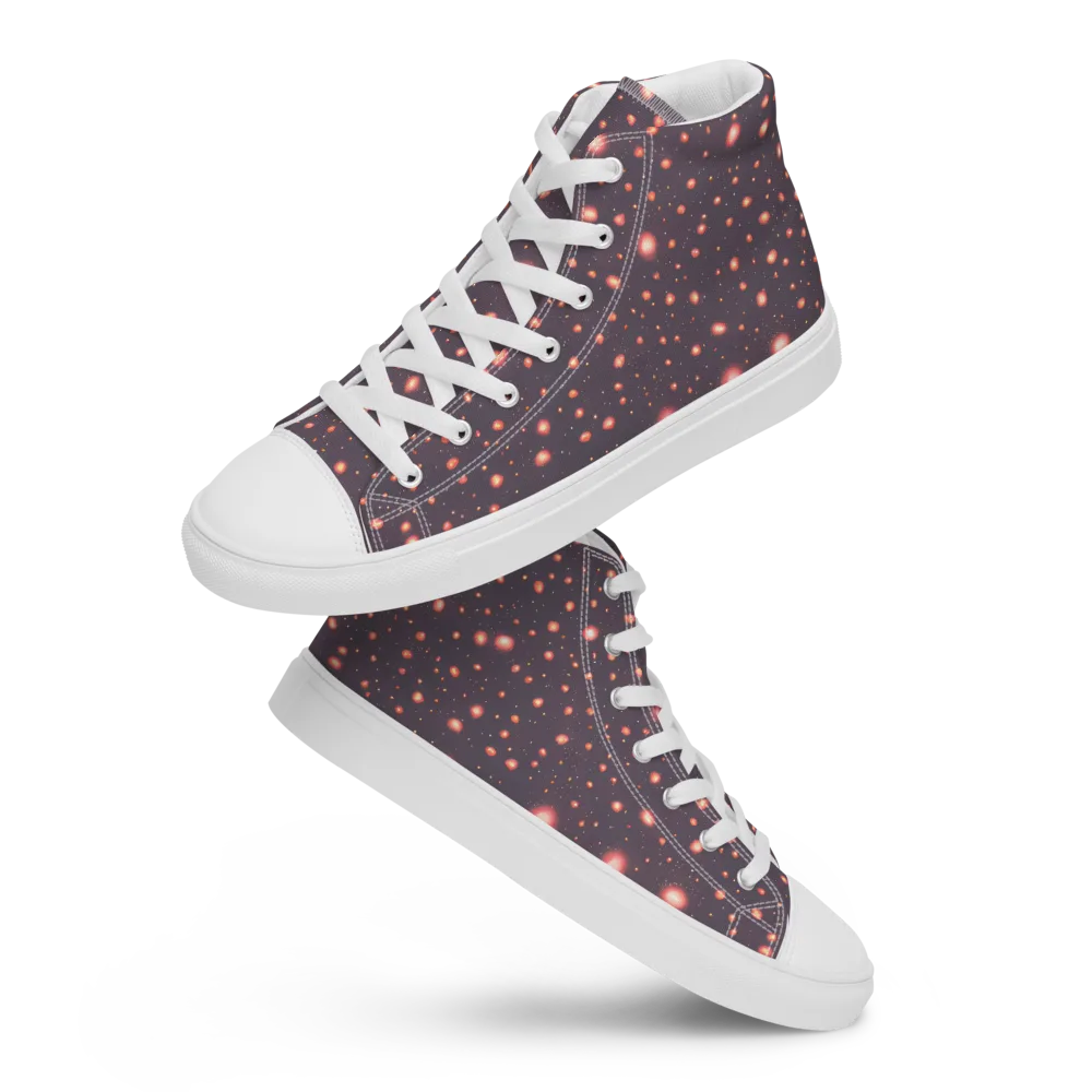 Coral Stardust on Women's High Top Canvas Shoes — Front