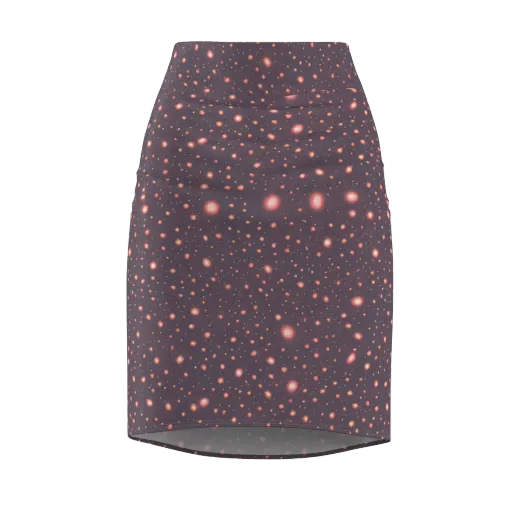 Coral Stardust on a Pencil Skirt