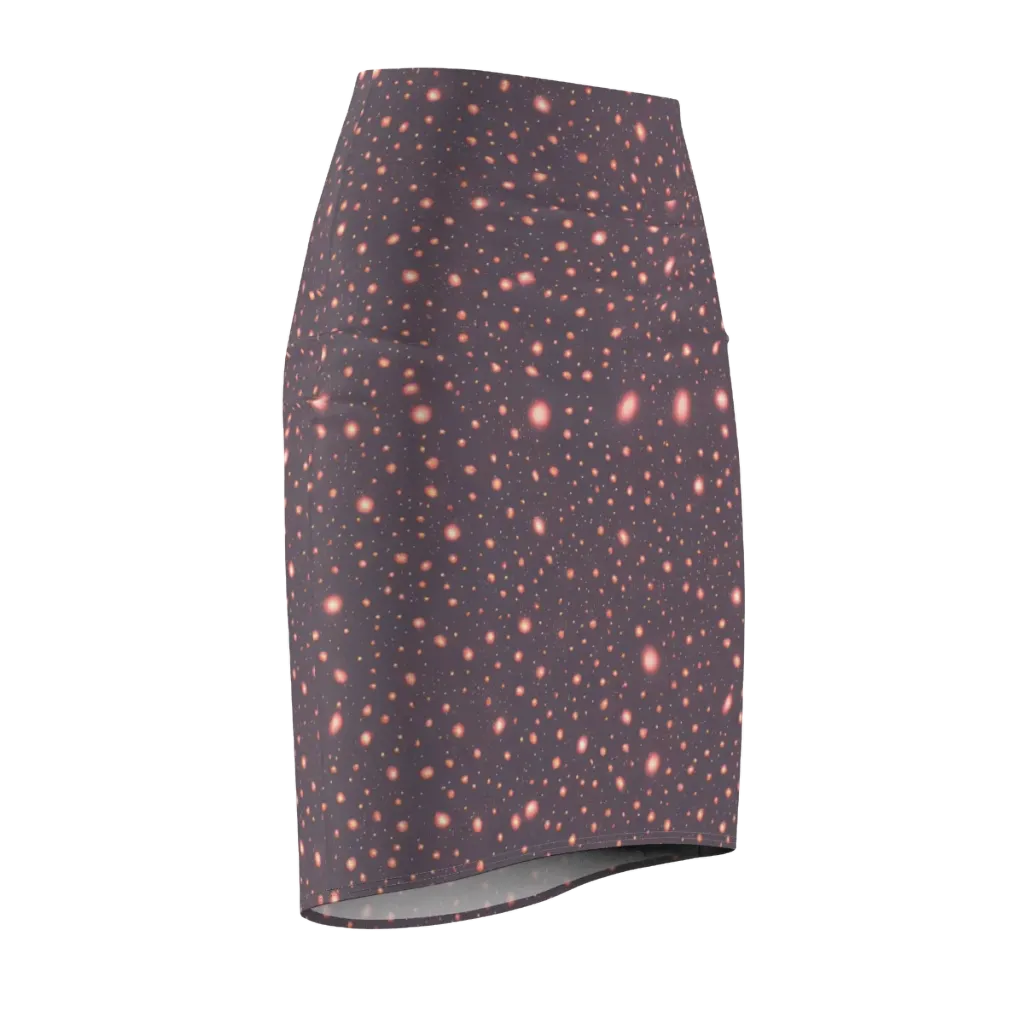Coral Stardust on Pencil Skirt — Front Side