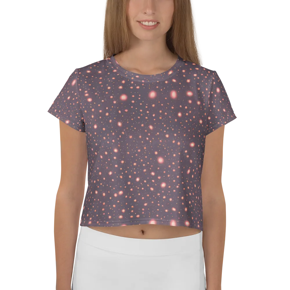 Coral Stardust on Crop Tee — Front