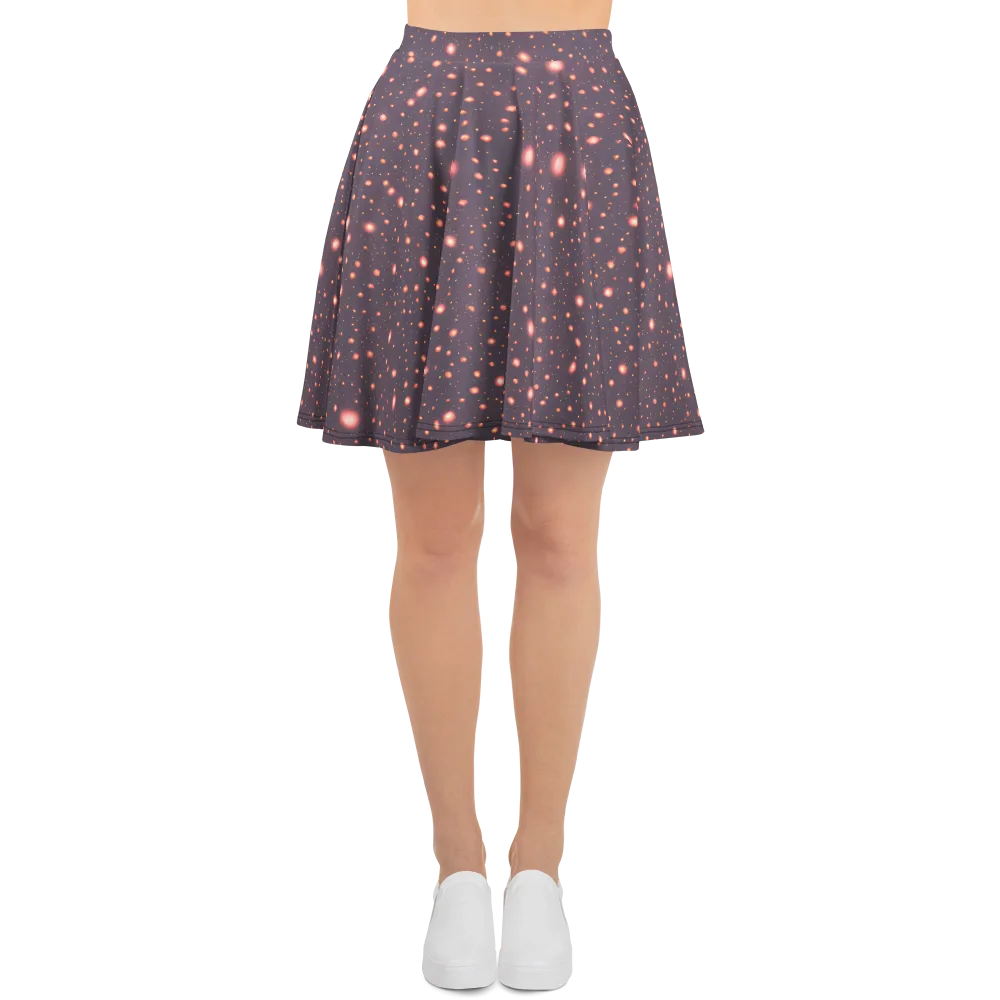 Coral Stardust on Skater Skirt — Front