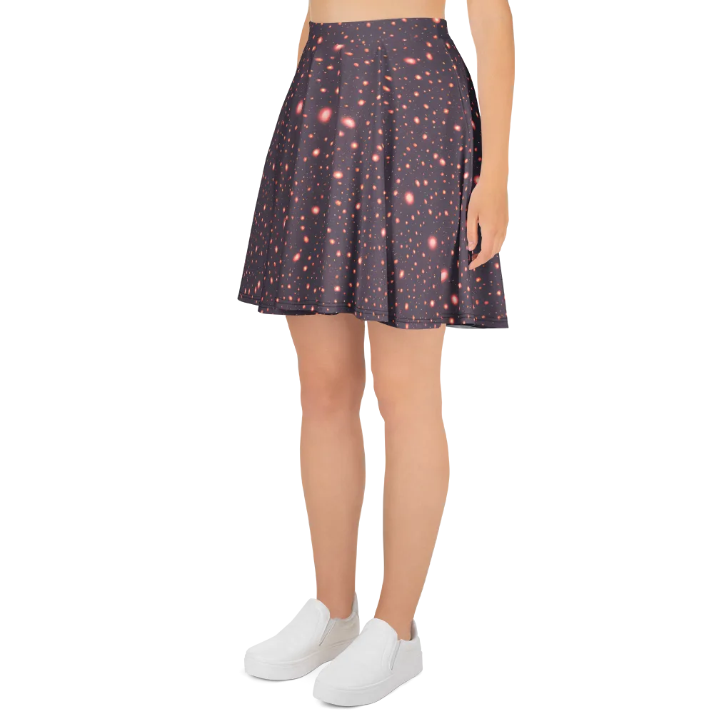 Coral Stardust on Skater Skirt — Left
