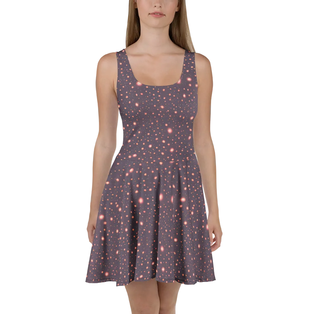 Coral Stardust on Skater Dress — Front