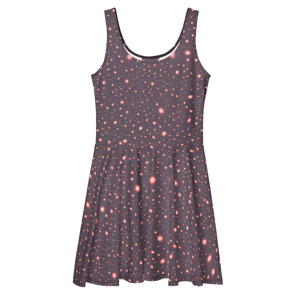Coral Stardust on Skater Dress — Front