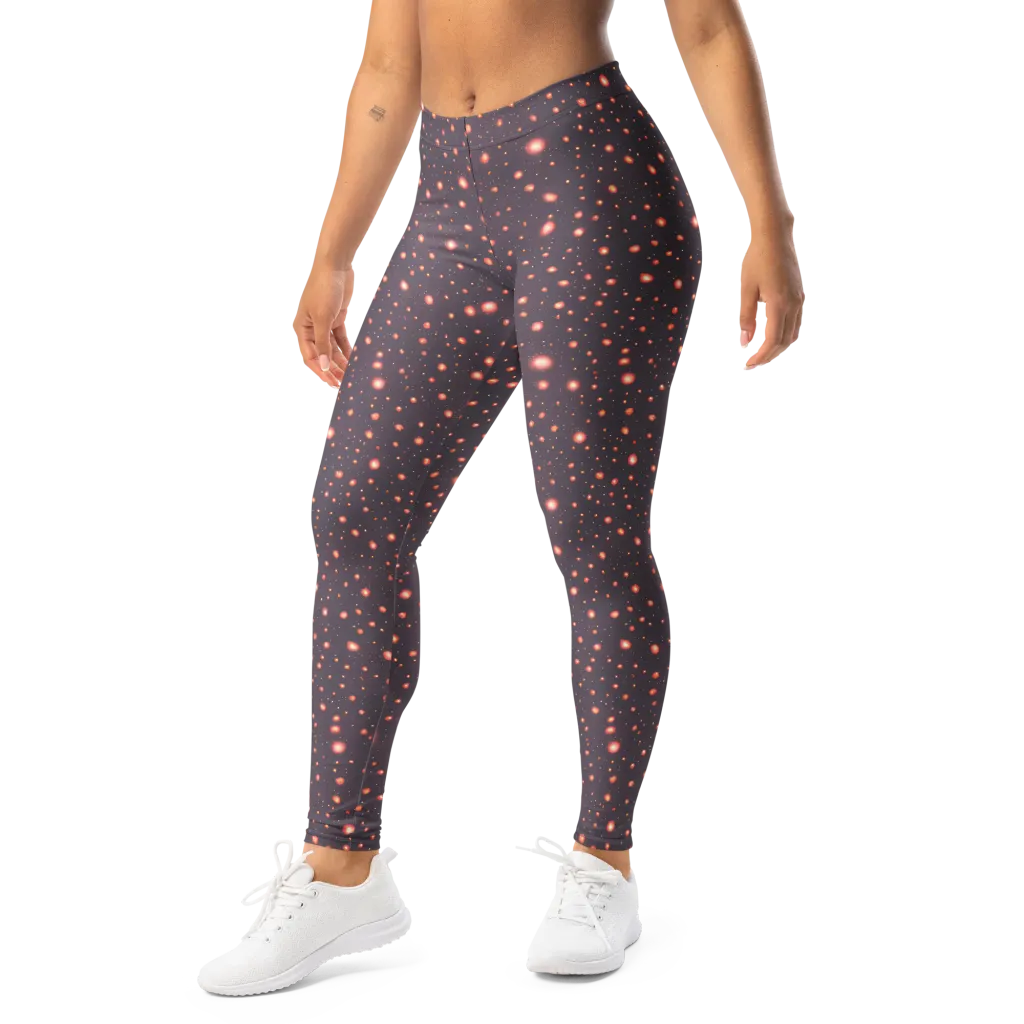 Coral Stardust on Leggings — Left Front