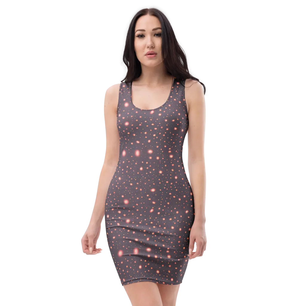 Coral Stardust on Bodycon Dress — Front