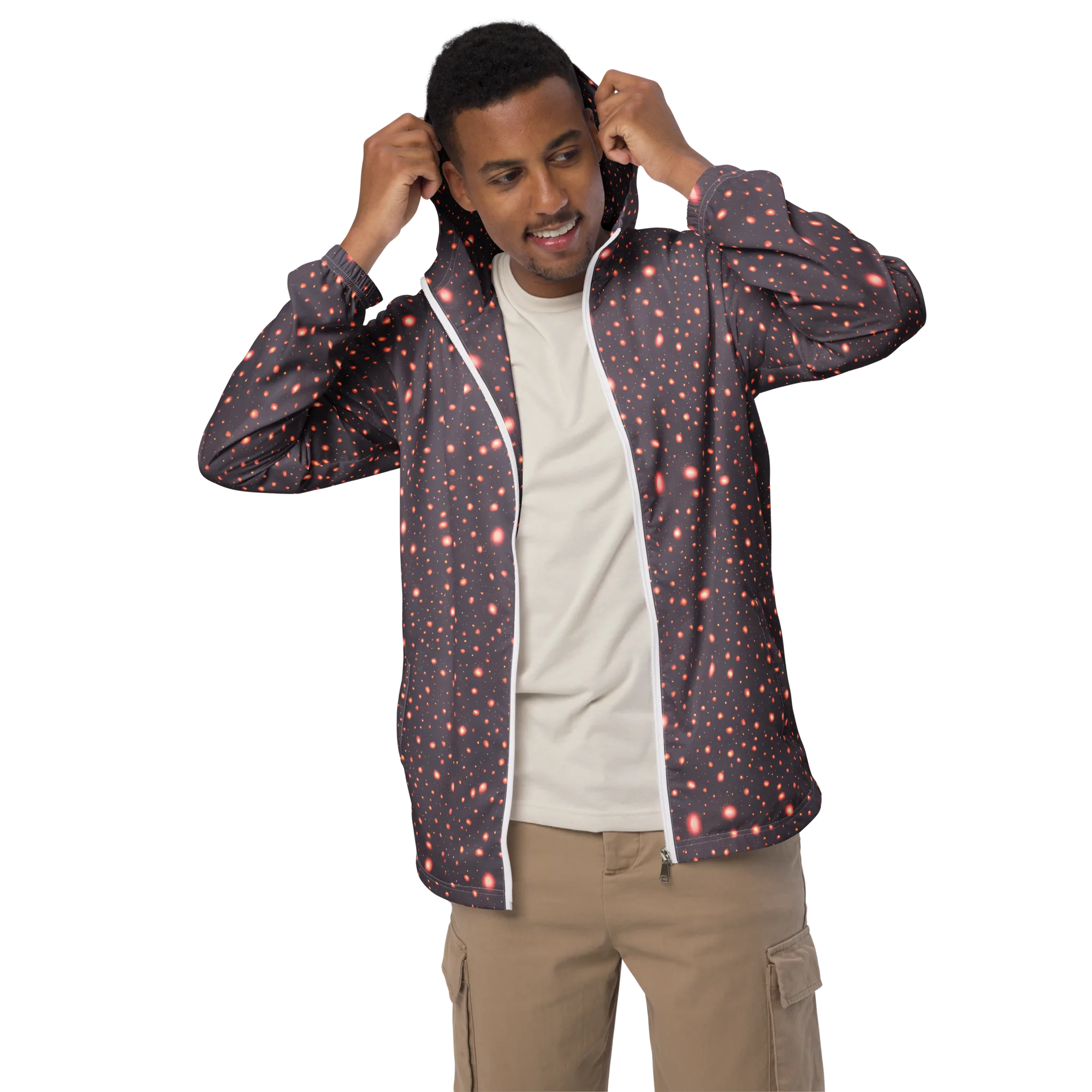 Coral Stardust on Men's Windbreaker — Front