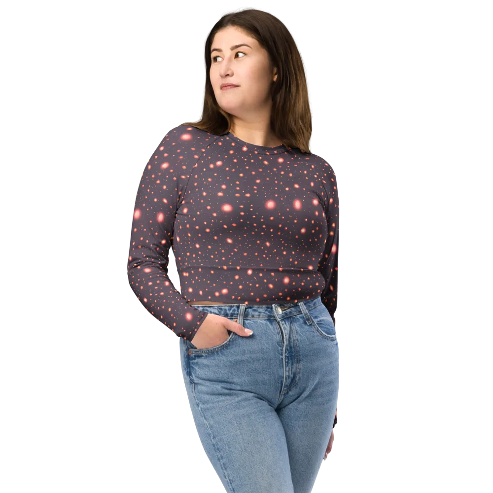 Coral Stardust on Long Sleeve Crop Top — Front
