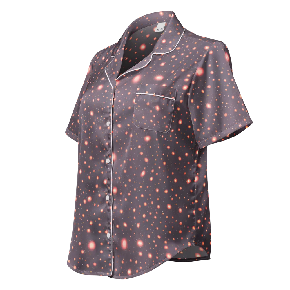 Coral Stardust on Women's Short Sleeve Pajama Top — Left Front