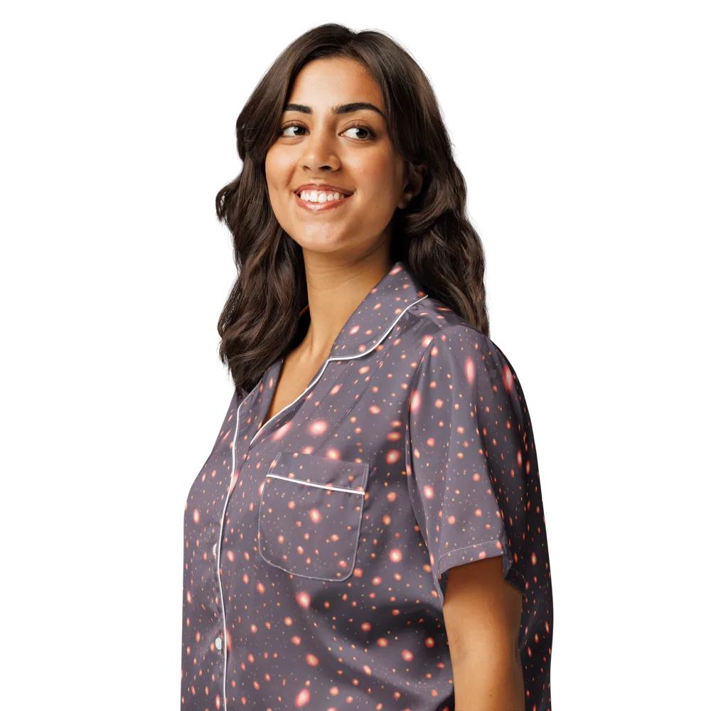 Coral Stardust on Women's Short Sleeve Pajama Top — Left Front