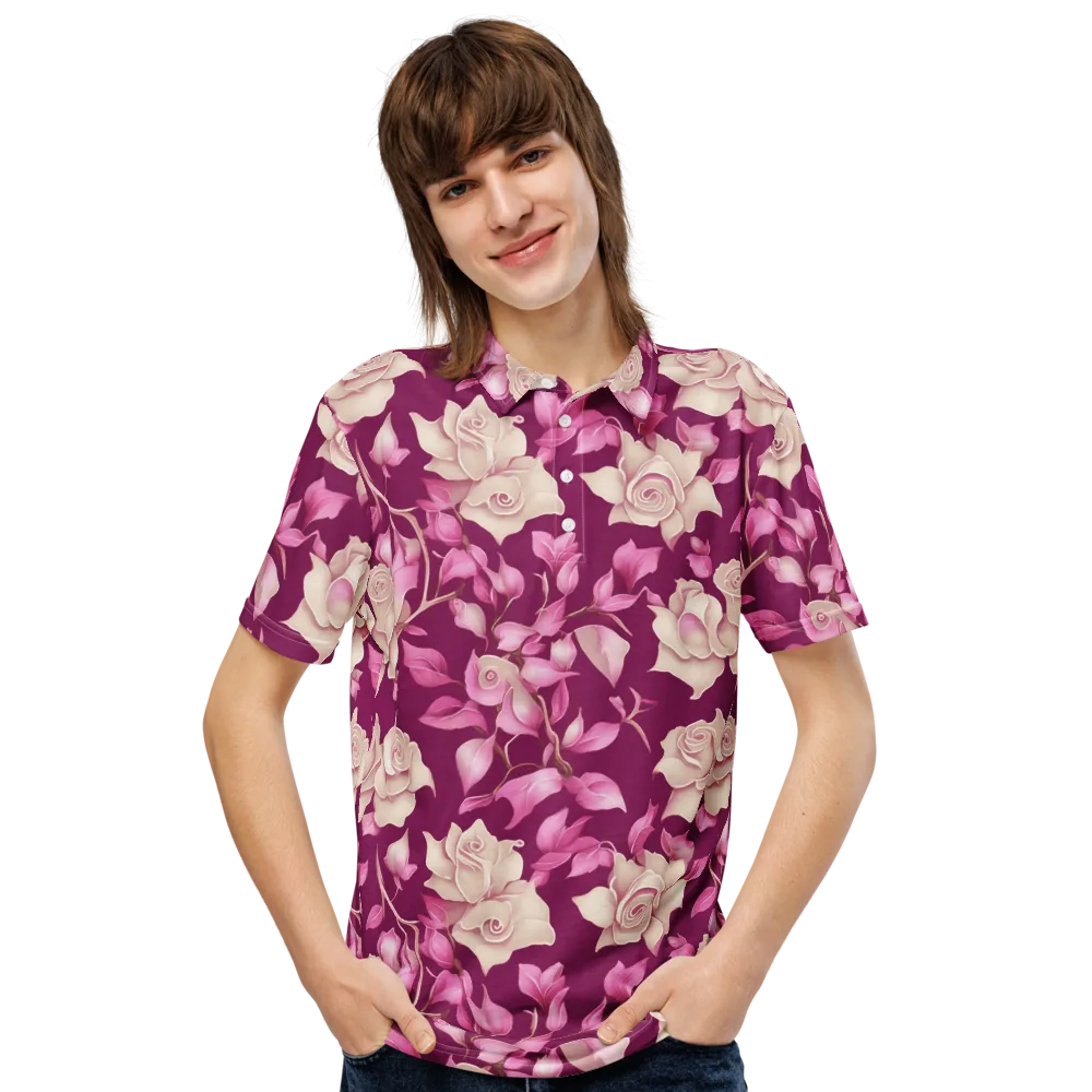 Velvet Rose Rhapsody on Men's Slim Fit Polo Shirt — Front
