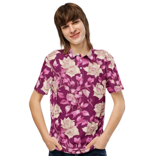 Velvet Rose Rhapsody on a Men's Slim Fit Polo Shirt