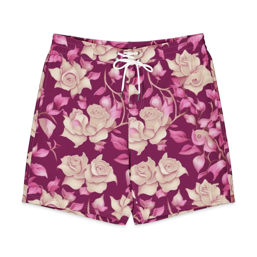 Velvet Rose Rhapsody on Men's Board Shorts — Front