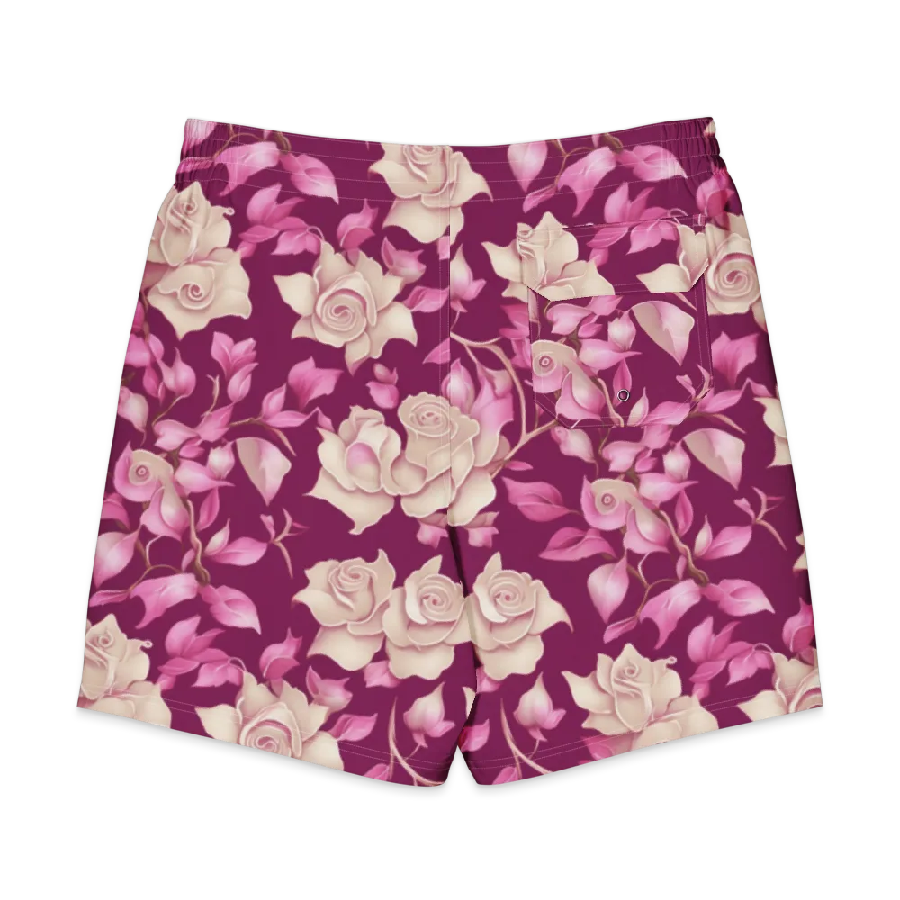 Velvet Rose Rhapsody on Men's Board Shorts — Back