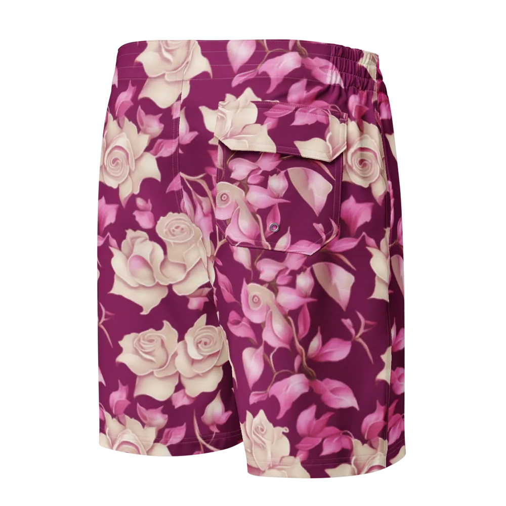Velvet Rose Rhapsody on Men's Board Shorts — Back
