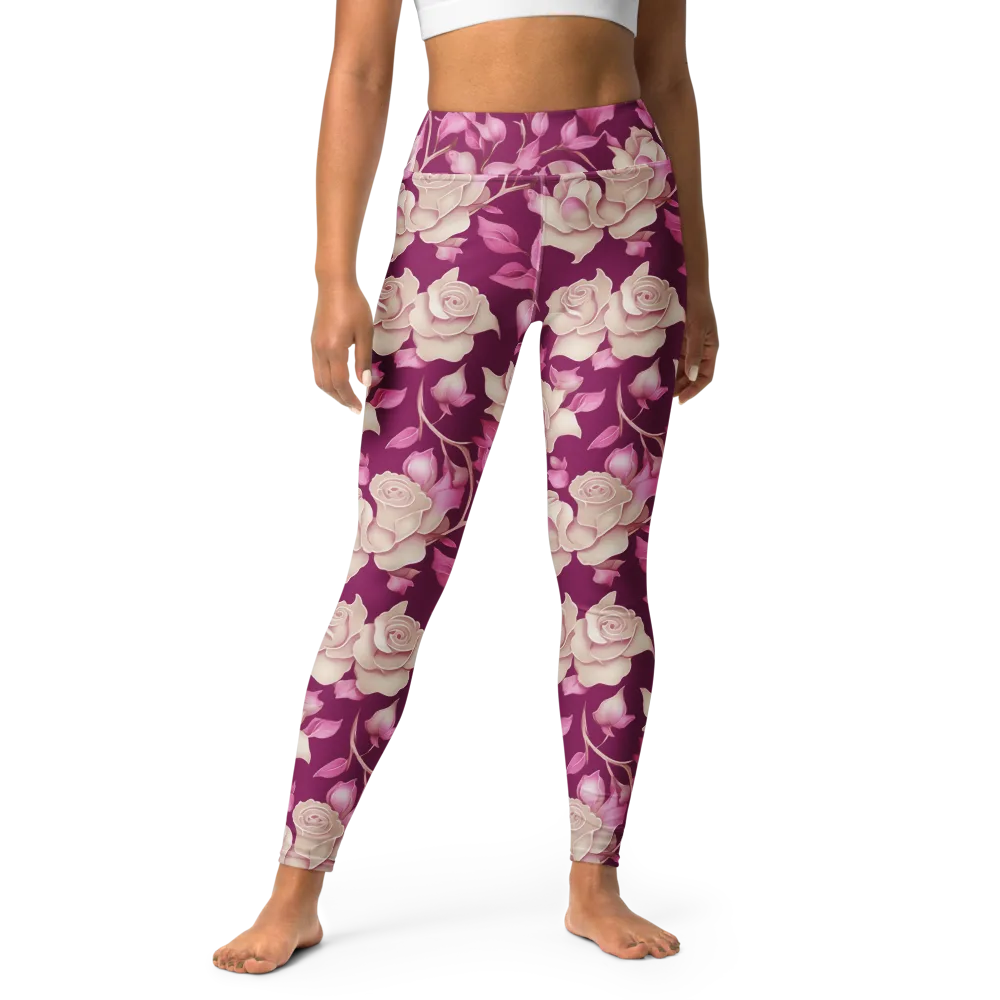Velvet Rose Rhapsody on Yoga Leggings — Front