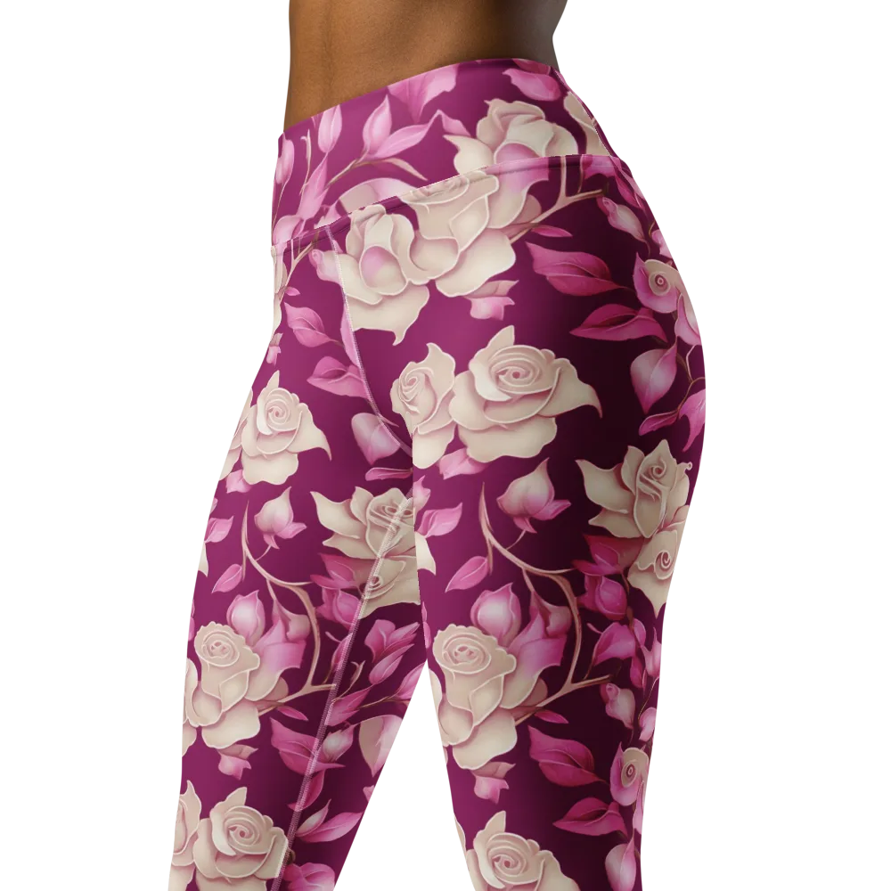 Velvet Rose Rhapsody on Yoga Leggings — Left Front