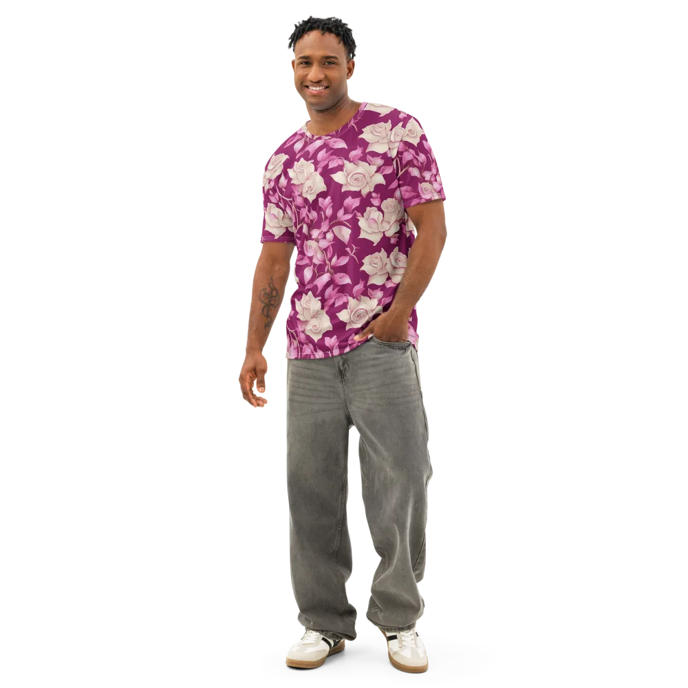 Velvet Rose Rhapsody on Men's Cotton Crew Neck T-Shirt — Front