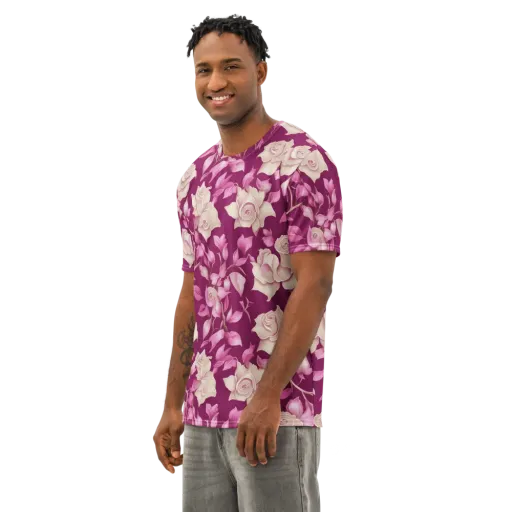 Velvet Rose Rhapsody on a Men's Cotton Crew Neck T-Shirt