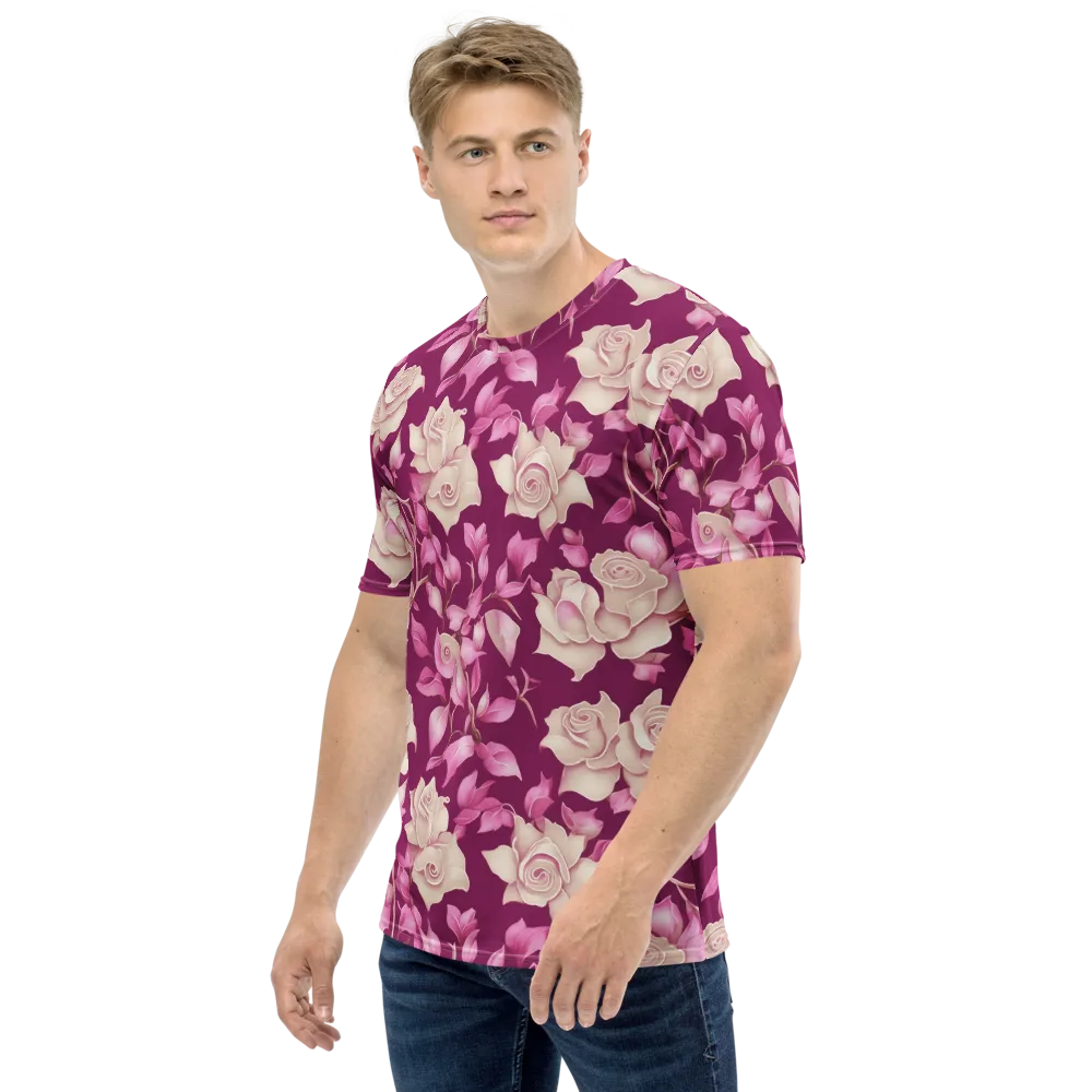 Velvet Rose Rhapsody on Men's Crew Neck T-Shirt — Left