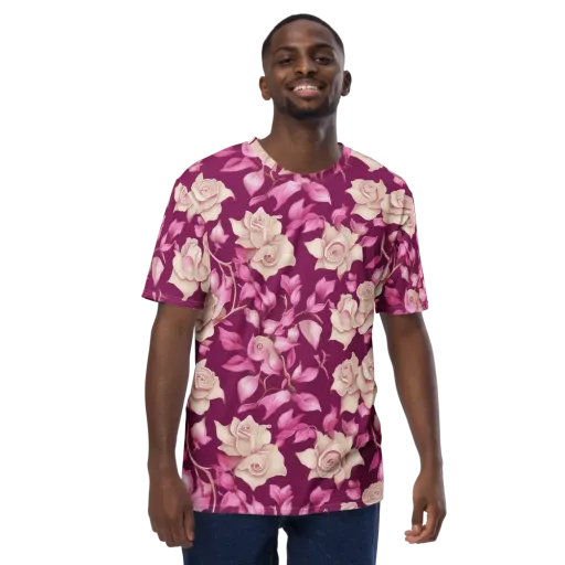 Velvet Rose Rhapsody on a Men's Crew Neck T-Shirt