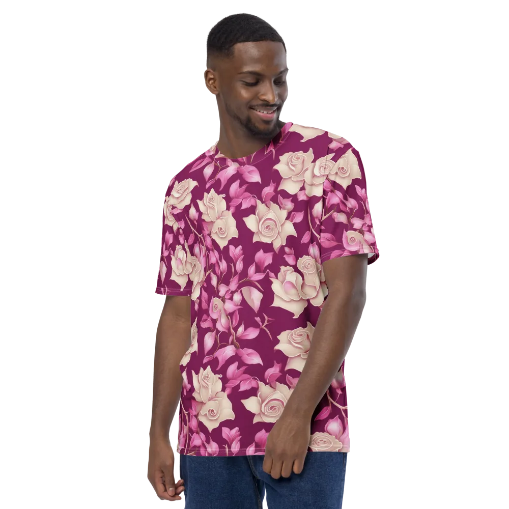 Velvet Rose Rhapsody on Men's Crew Neck T-Shirt — Left