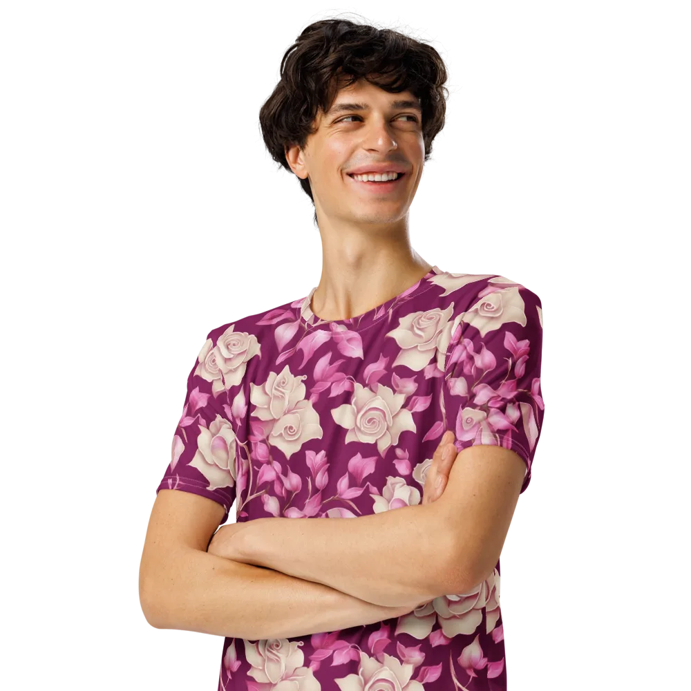Velvet Rose Rhapsody on Men's Crew Neck T-Shirt — Left Front