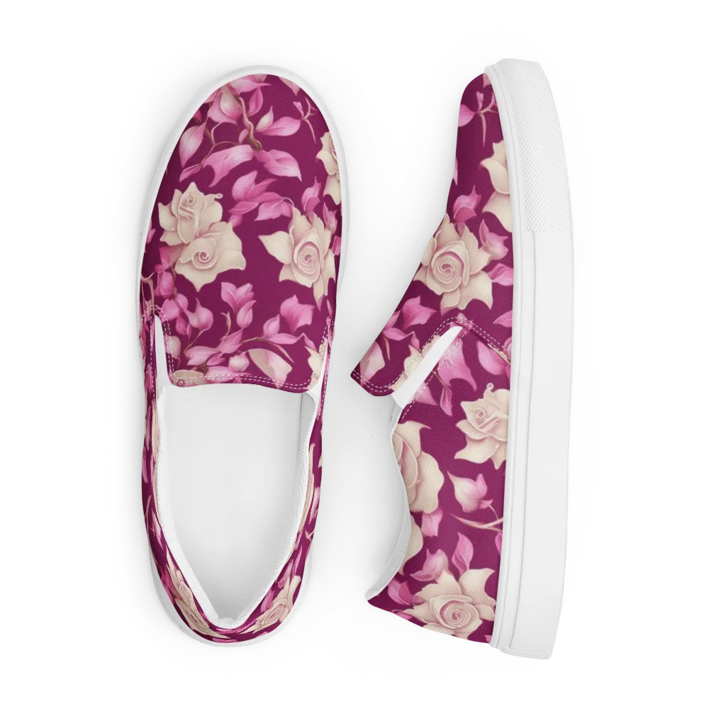 Velvet Rose Rhapsody on Men's Slip-On Canvas Shoes — Front