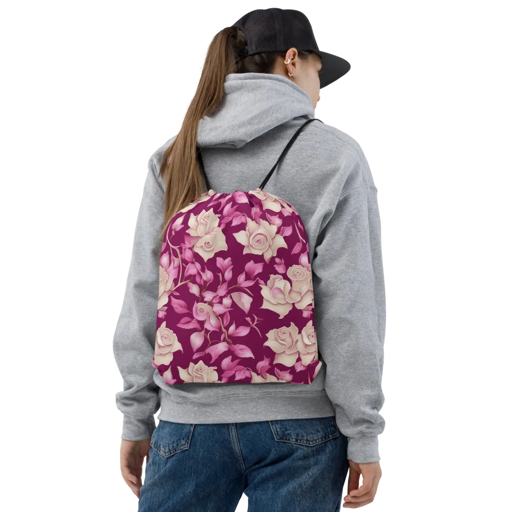 Velvet Rose Rhapsody on Drawstring Bag — Front