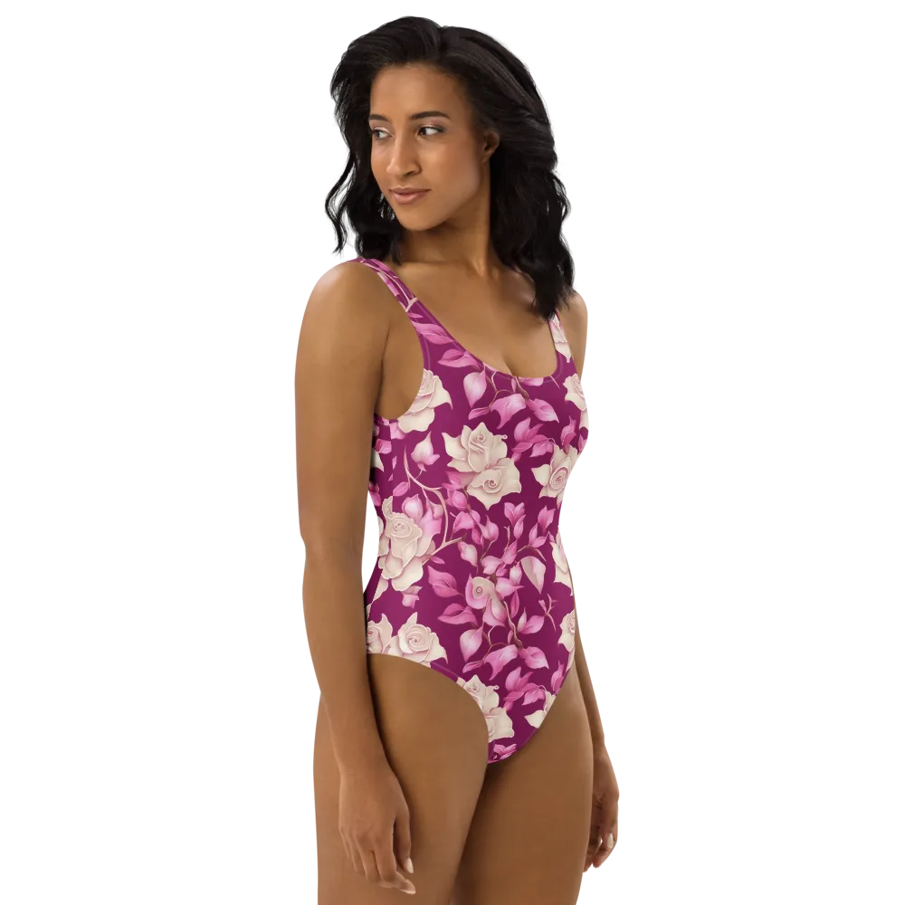 Velvet Rose Rhapsody on One-Piece Swimsuit — Right