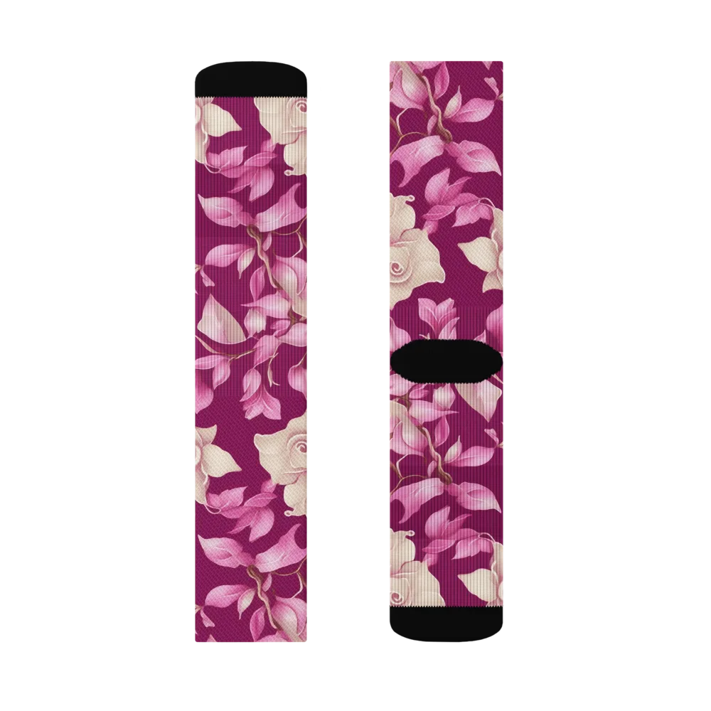Velvet Rose Rhapsody on Socks — Left Sock