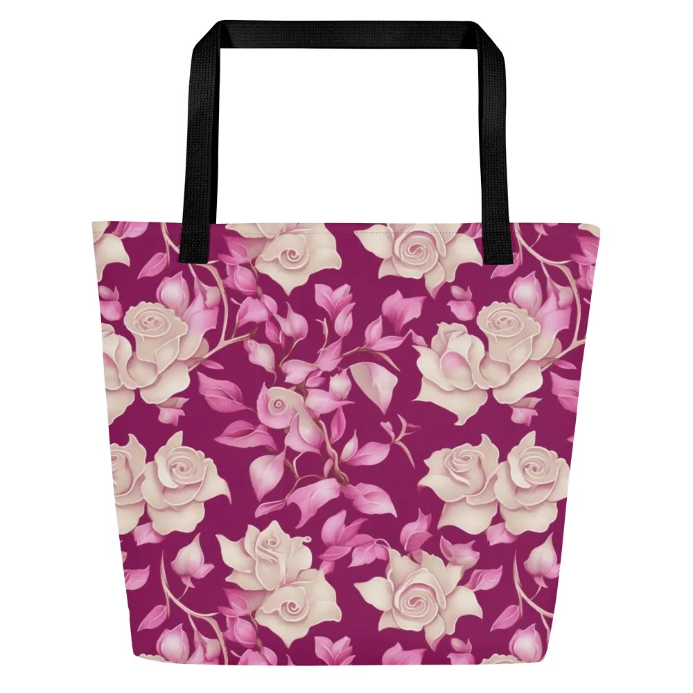 Velvet Rose Rhapsody on Large Tote Bag W/ Pocket — Front