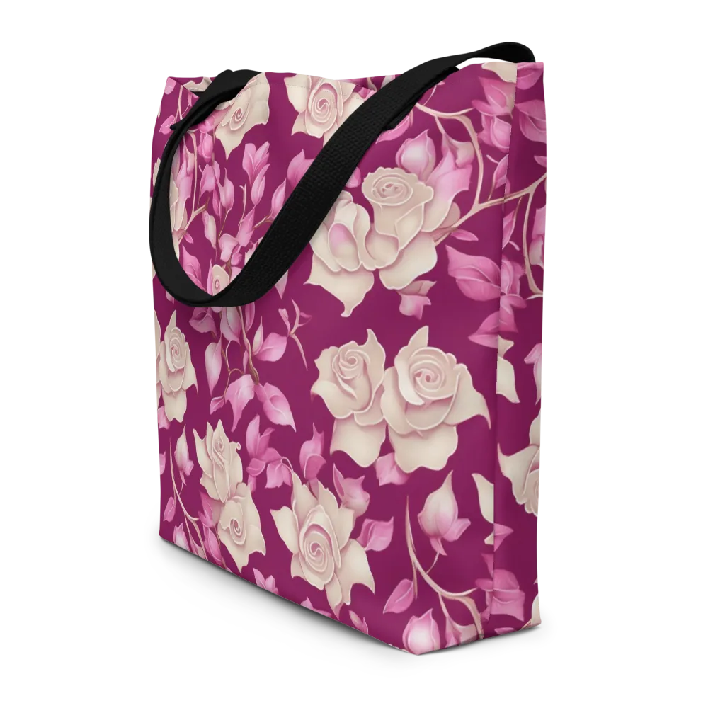 Velvet Rose Rhapsody on Large Tote Bag W/ Pocket — Front