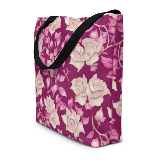 Velvet Rose Rhapsody on a Large Tote Bag W/ Pocket