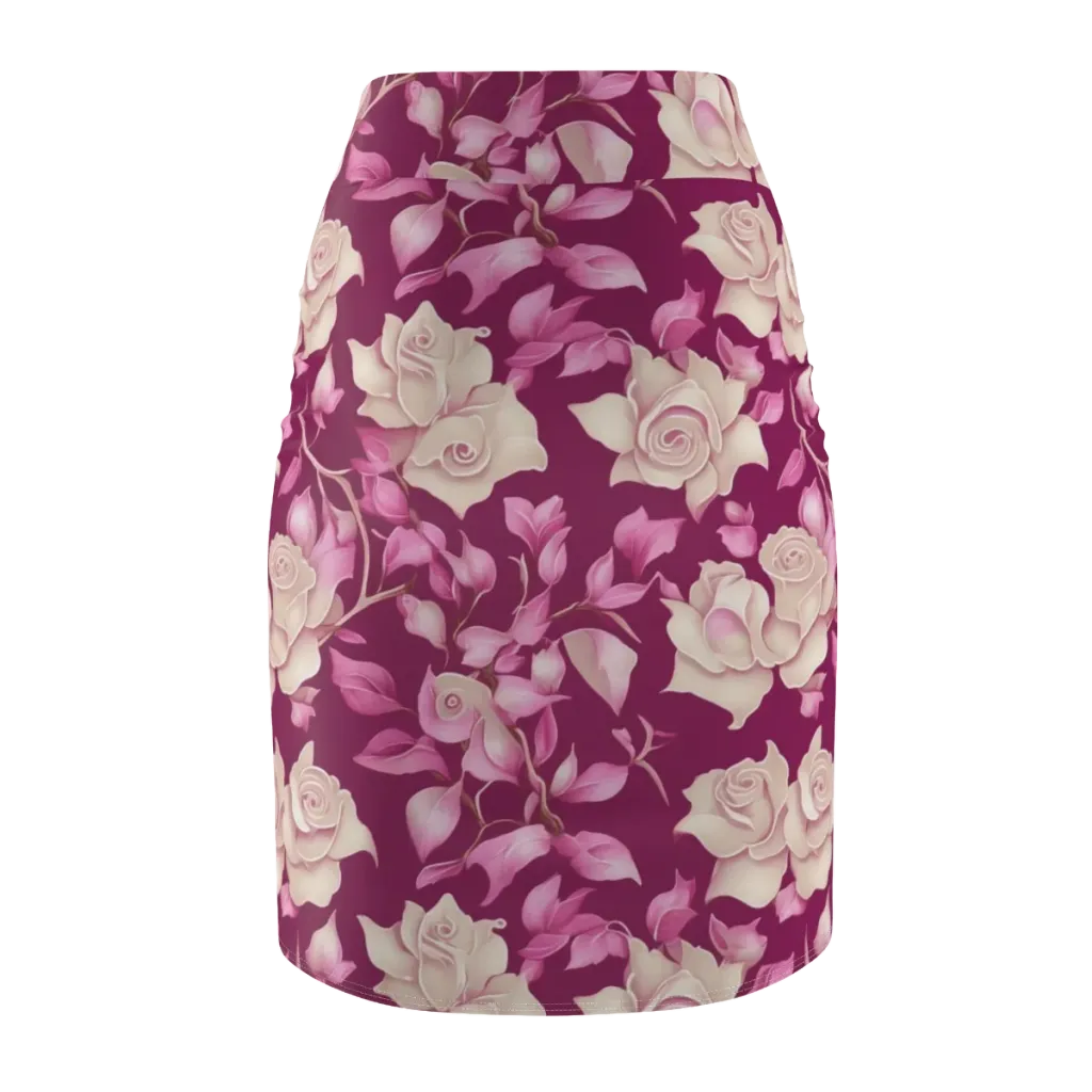 Velvet Rose Rhapsody on Pencil Skirt — Back