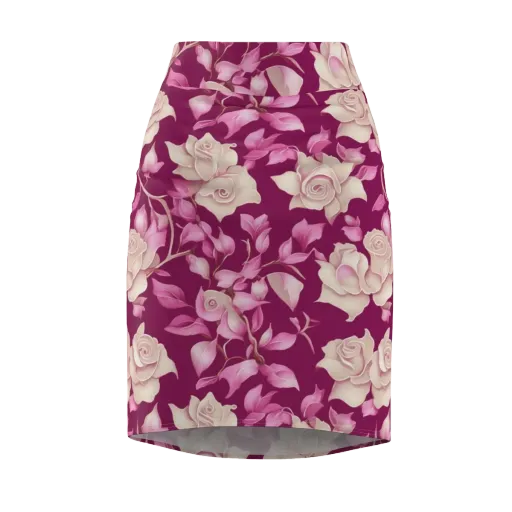 Velvet Rose Rhapsody on a Pencil Skirt