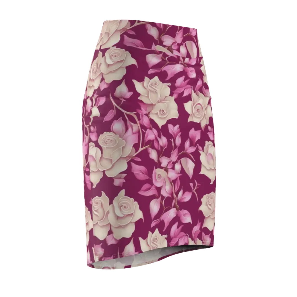 Velvet Rose Rhapsody on Pencil Skirt — Front Side