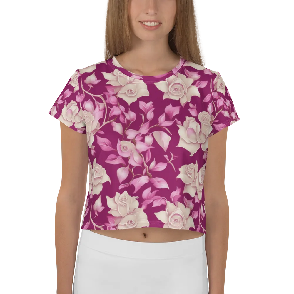 Velvet Rose Rhapsody on Crop Tee — Front
