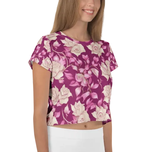 Velvet Rose Rhapsody on a Crop Tee
